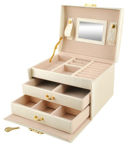 Beautylushh papuošalų dėžutė smėlio spalvos – stilingas aksesuarų laikymo sprendimas grožio salonams, BeautyKit