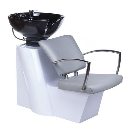 Kirpyklos plautuvė LIVIO BH-8012 šviesiai pilka – profesionali BS plautuvė kirpykloms su ergonomiška kriaukle