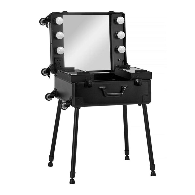 BeautyKit makiažo lagaminas T-27 BLACK – profesionalus vizažisto lagaminas su ratukais ir teleskopinėmis kojomis