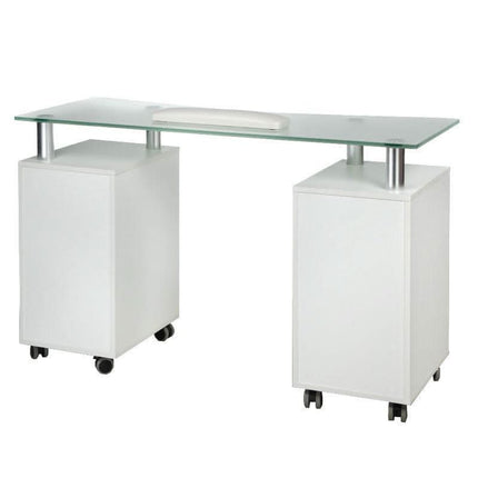 Baltas BS BD-3425-1 manikiūro stalas nagų studijoje – ergonomiškas ir stilingas sprendimas profesionaliam meistrai