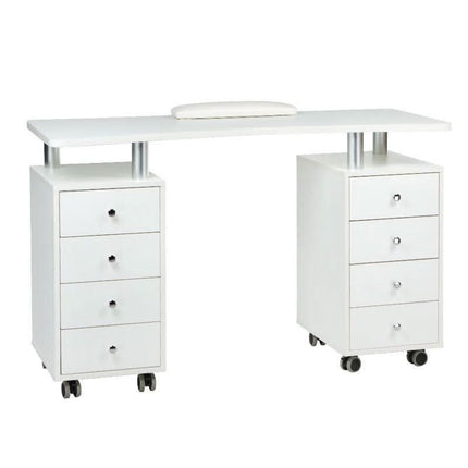 BS manikiūro stalas BD-3425 baltos spalvos – ergonomiška darbo vieta profesionaliam nagų dizainui salone