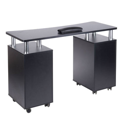 Juodas BS BD-3425 manikiūro stalas nagų studijoje – ergonomiškas ir stilingas sprendimas profesionaliam manikiūristui