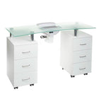 BS BD-3425-1 baltas manikiūro stalas su integruotu dulkių surinkėju profesionaliam nagų salonui
