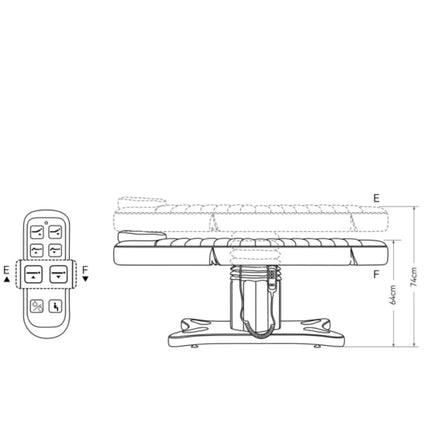 Elektrinio gulto Venice kojų laikiklis ir reguliavimo mechanizmas – funkcionalus baldas grožio salonui