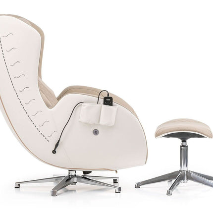 iRest QL krėslas smėlio spalva su integruotu pakoju – ergonomiška poza procedūrų metu