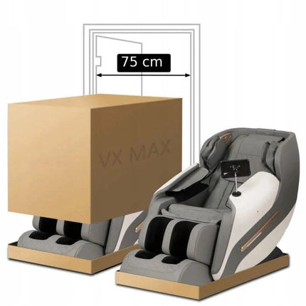 Modernus MAX masažinis fotelis kirpyklai ir grožio salonui – pilka spalva, premium kokybė