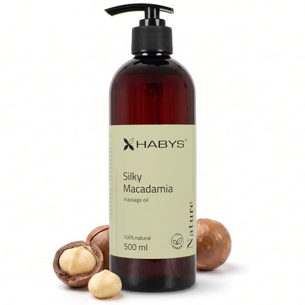 Masažo aliejus HABYS Nature Silky Macadamia, 500 ml su pompa