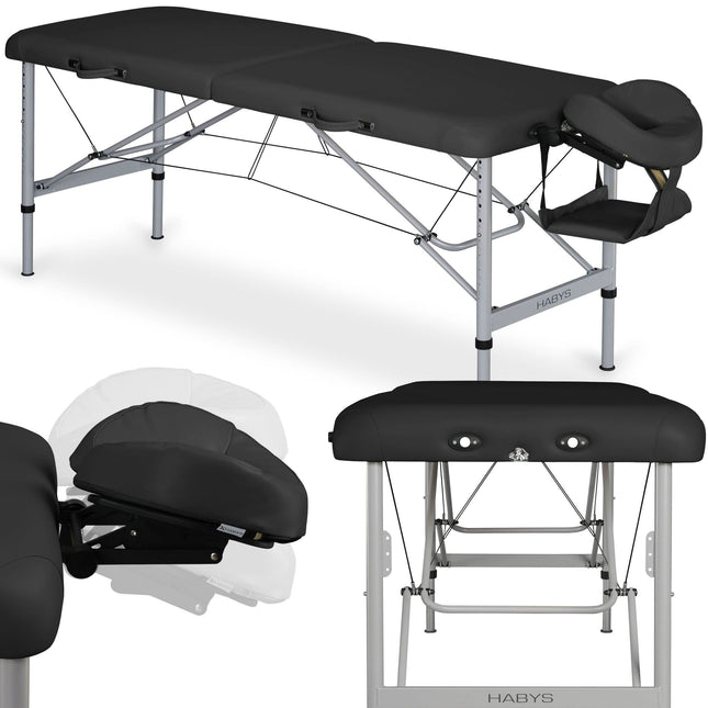 Habys AERO masažo stalas 60 cm VINYL FLEX K015 juodas – profesionalus kosmetologinis baldas salonams
