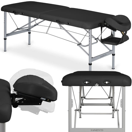 Habys AERO masažo stalas 70 cm VINYL FLEX K015 juodas – profesionalus kosmetologinis gultas salonui