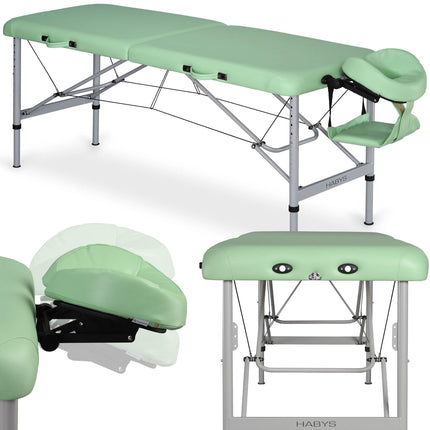 Habys AERO masažo stalas 70 cm žalios spalvos vinilo paviršiumi, profesionaliam kosmetologijos salonui