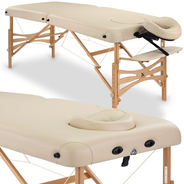 Habys PANDA 70 cm masažo stalas su veido anga Vinyl Flex K033 smėlio spalvos profesionaliam salonui