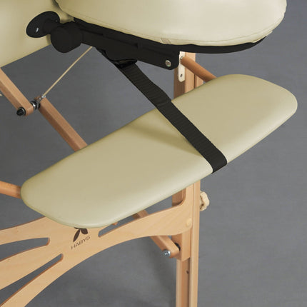 Profesionalus PANDA LIGHT WOOD masažo stalas 70 cm pločio vinilo paviršiumi kosmetologijos kabinetui