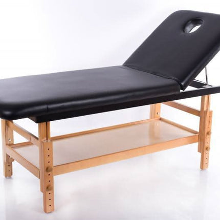 RESTPRO Comfort juodas masažo stalas salonui – ergonomiška konstrukcija profesionaliems masažo kabinetams