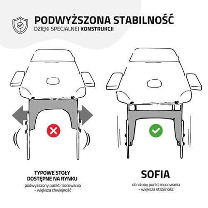 SOFIA LIGHT K533 masažo stalo paminkštinimas iš arti – tankus porolonas ilgalaikiam klientų komfortui salone