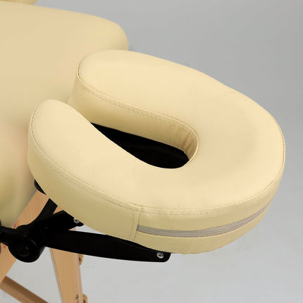 Smėlio spalvos masažo stalas SOFIA LIGHT su COMFY BASE kojomis – stabili platforma kūno terapijos procedūroms
