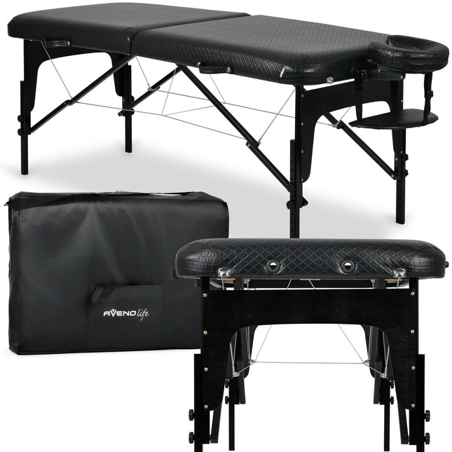 Masažo stalas sulankstomas ESTETIC BLACK 75 cm, juodas