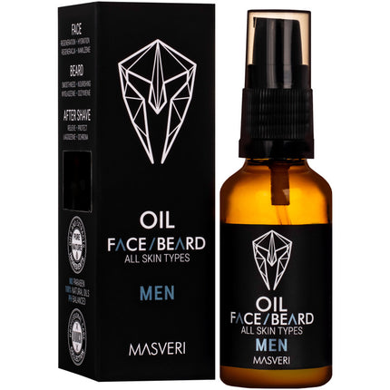 Masveri Face Beard Oil veido ir barzdos aliejus 30ml – profesionalus priežiūros aliejus barzdos minkštinimui ir odos drėkinimui