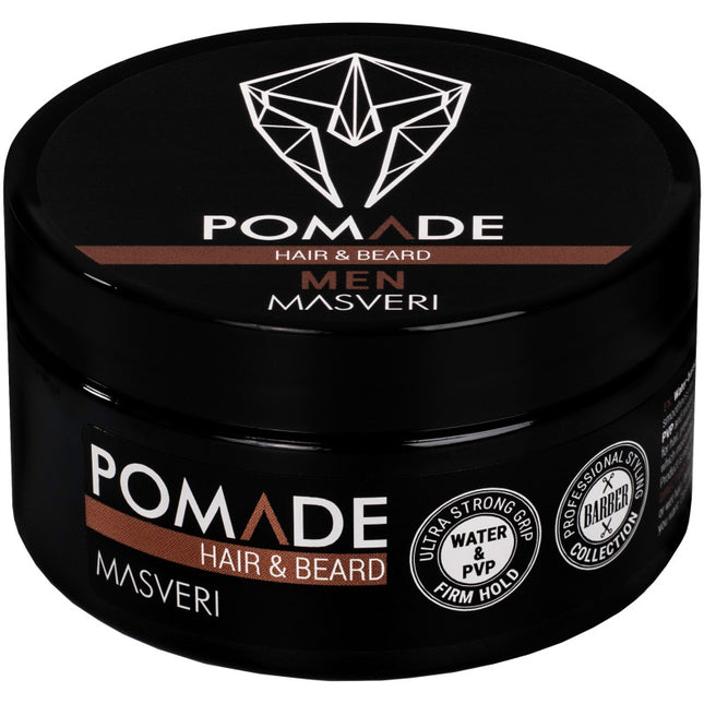 Masveri Pomade Hair & Beard 100ml – profesionali plaukų ir barzdos pomada vyrų grožio salonams