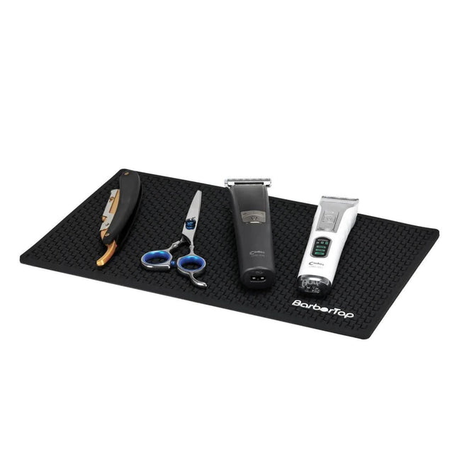 BeautyKit BarberTop mažas barberio kilimėlis kirpyklai – stabilus guminis pagrindas įrankiams ant stalviršio