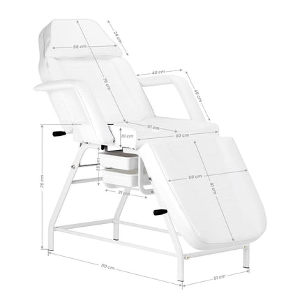BeautyKit 557A kosmetologinis mechaninis gultas su stalčiais – stabili platforma kosmetologinėms ir SPA procedūroms