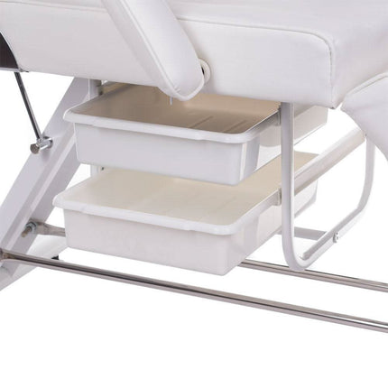 Baltas mechaninis kosmetologijos gultas BS BW-262A – ergonomiška konstrukcija ilgalaikėms grožio procedūroms