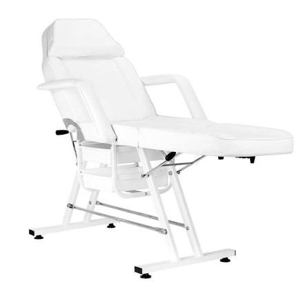 SILLON baltas kosmetologinis gultas su stalčiais – patogus darbo vietos sprendimas grožio salone