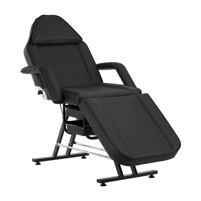 SILLON mechaninis kosmetologinis gultas su stalčiais juodas – funkcionalus baldas grožio salonui