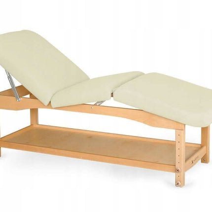 Habys medinis gultas NOVA COMFORT LIGHT WOOD K020 dramblio kaulo spalvos – profesionalus kosmetologinis gultas salonui