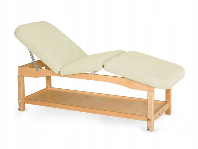 Habys medinis gultas NOVA COMFORT LIGHT WOOD K020 dramblio kaulo spalvos – profesionalus kosmetologinis gultas salonui