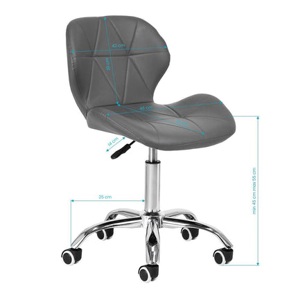 4RICO meistro kėdė QS-06 pilka – ergonomiška sėdėsena manikiūro ir kosmetologijos procedūroms