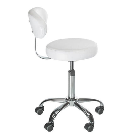 Ergonomiška meistro darbo kėdė su atlošu kirpyklai ir kosmetologijos kabinetui, balta, modelis BD-9934