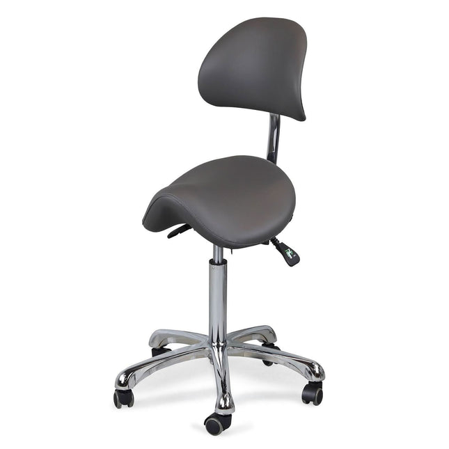 Habys meistro kėdutė-balnas DIANA K429 pilka – ergonomiška sėdima vieta kosmetologams ir manikiūro meistrėms