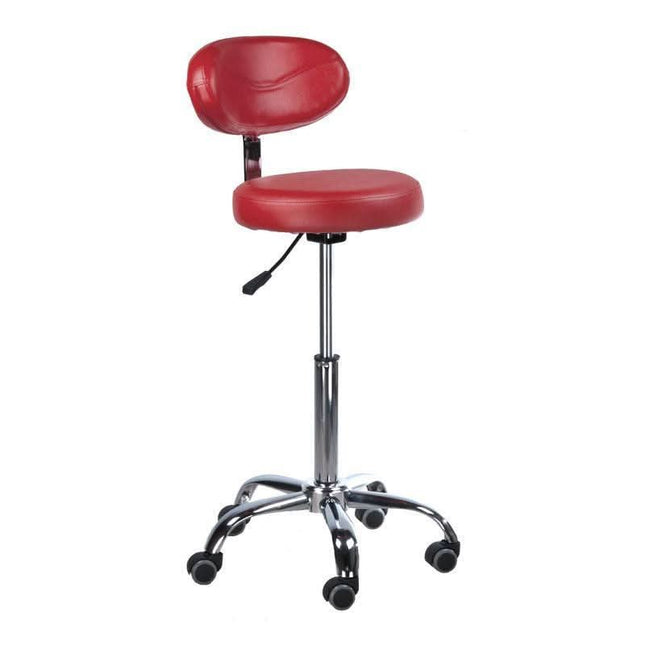 BS meistro kėdutė BD-9934 raudona – ergonomiška sėdimoji vieta kosmetologijos ir manikiūro kabinetui