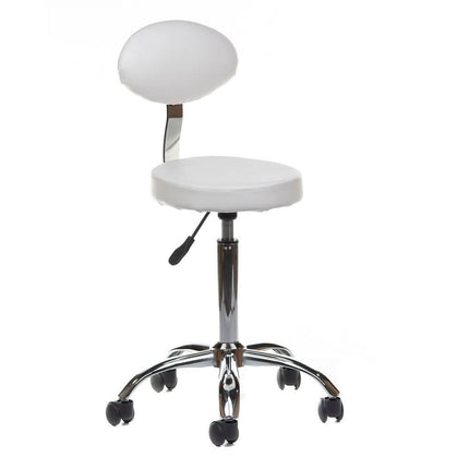 BS meistro kėdutė su atlošu BH-7289 balta – ergonomiška sėdima vieta kosmetologijos ir grožio salonų meistrams
