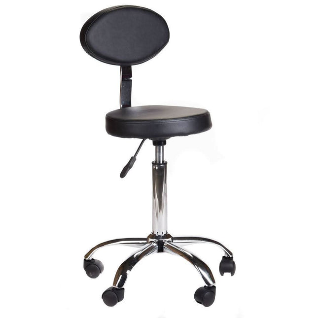 BS meistro kėdutė su atlošu BH-7289 juoda – ergonomiška sėdimoji vieta kosmetologijos ir grožio salonų specialistams