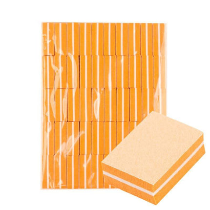 BeautyKit MINI oranžinis poliruoklis-blokelis nagams 100/180 gradacija manikiūrui ir pedikiūrui, 50 vnt.
