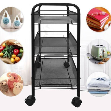 Juodas ritininis vežimėlis Hurtmeblowy kosmetologijos kabinetui – patogus įrankių ir priemonių laikymas darbo metu