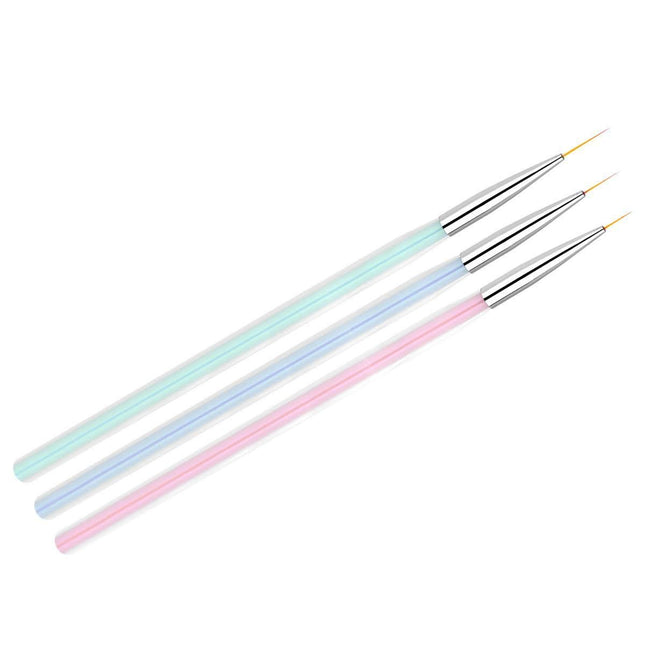BeautyKit nagų dailės teptukai manikiūrui, 3 vnt. – tikslūs nail art teptukai 7, 9, 11 mm šerių ilgių rinkinys