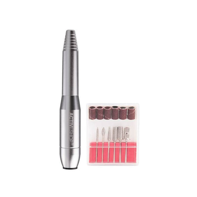BeautyKit nagų freza MINI PRO203 sidabrinė – kompaktiška manikiūro pedikiūro įranga profesionaliam naudojimui