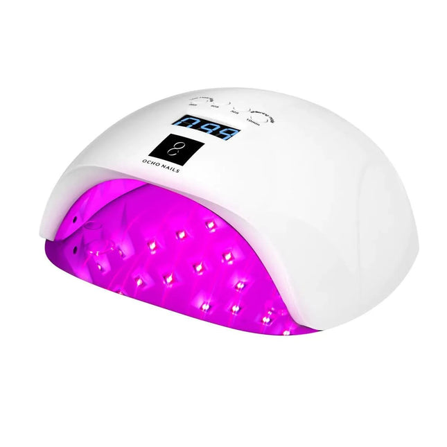 OCHO NAILS X13 Plus LED/UV nagų lempa 65W su veidrodiniu dugnu, balta – profesionali UV lempa manikiūrui