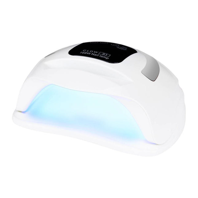 GLOW Nagų lempa UV/LED DUAL GLOW S1 168W baltai sidabrinė manikiūrui ir pedikiūrui profesionaliam salonui