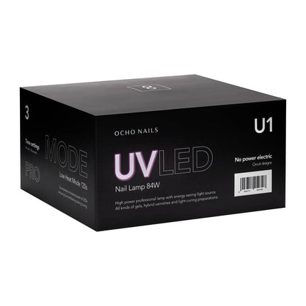 Nagų kietinimo lempa OCHO NAILS 8 UV/LED 84 W – patikima balta įranga manikiūrui ir pedikiūrui