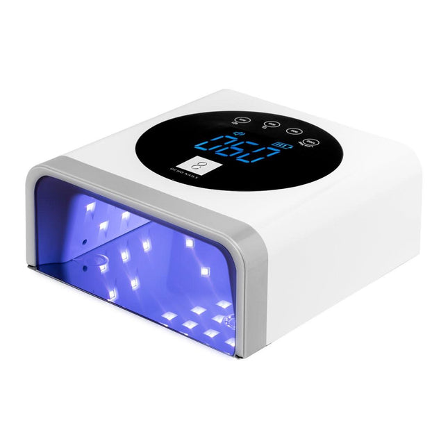 OCHO NAILS X22 belaidė nagų lempa UV/LED 72W su akumuliatoriumi, balta – profesionali manikiūro įranga