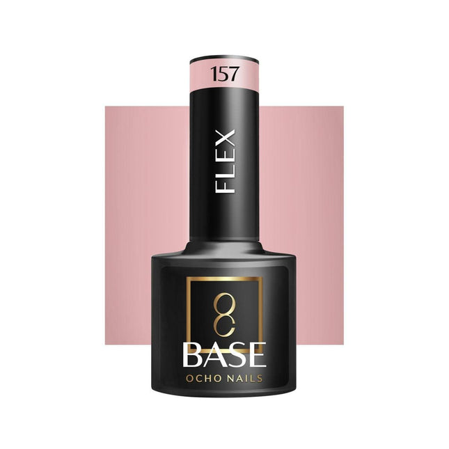 OCHO NAILS hibridinė gelinio lako bazė Flex 157 5g – kaučiukinė savaiminio lyginimosi formulė ploniems nagams