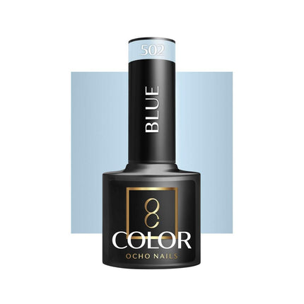 OCHO NAILS hibridinis nagų lakas BLUE 502 5g – profesionalus mėlynas lakas manikiūrui ir pedikiūrui
