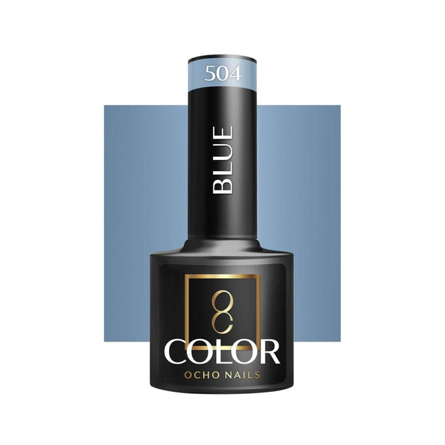 OCHO NAILS hibridinis nagų lakas BLUE 504 5g – mėlynas hibridinis lakas manikiūrui ir pedikiūrui