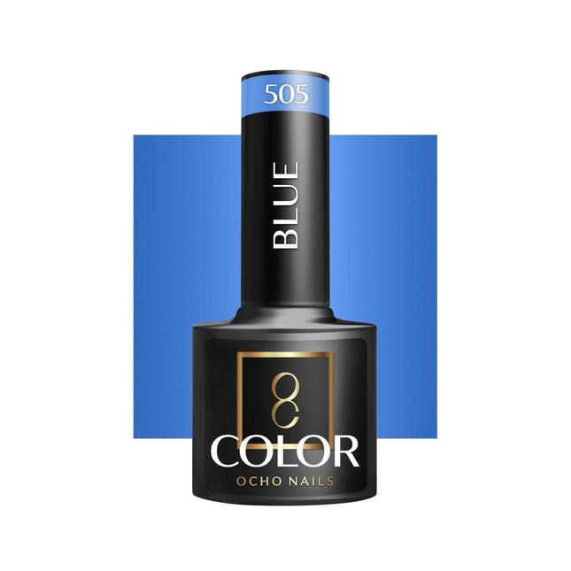 OCHO NAILS hibridinis nagų lakas BLUE 505 5g – mėlynos spalvos lakas manikiūrui ir pedikiūrui nagų stilistams