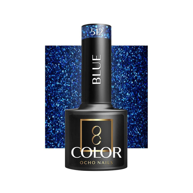 OCHO NAILS hibridinis nagų lakas BLUE 512 5g – mėlynas hibrido lakas manikiūrui ir pedikiūrui