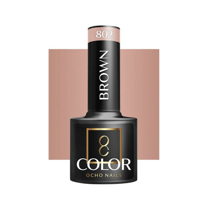 OCHO NAILS hibridinis nagų lakas BROWN 802 5g – rudas hibridinis lakas manikiūrui ir pedikiūrui