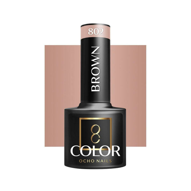 OCHO NAILS hibridinis nagų lakas BROWN 802 5g – rudas hibridinis lakas manikiūrui ir pedikiūrui